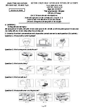 Đề thi chọn học sinh giỏi tỉnh môn Tiếng Anh Lớp 10 THPT - Năm học 2018-2019 - Sở giáo dục và đào tạo Hải Dương